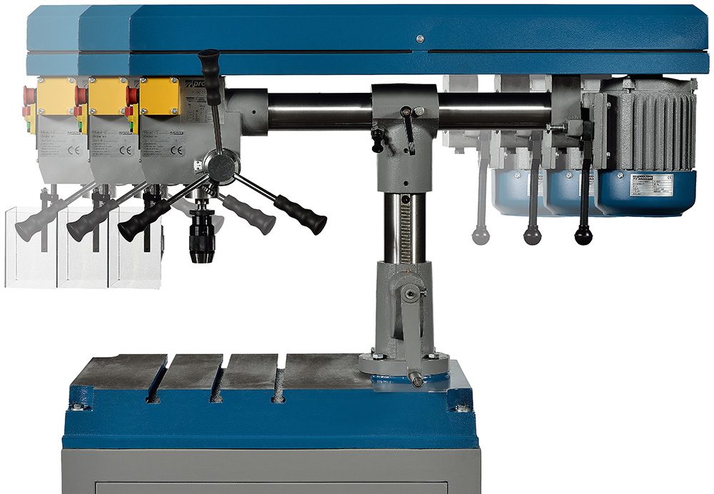 Radialbohrmaschine Proton RBM-1609T, 400V, 0.75kW, MK2, 9-tourig, mit Standfuss, SS-Bohrfutter 16mm Radialbohrmaschine Proton RBM-1609T, 400V, 0.75kW, MK2, 9-tourig, mit Standfuss, SS-Bohrfutter 16mm