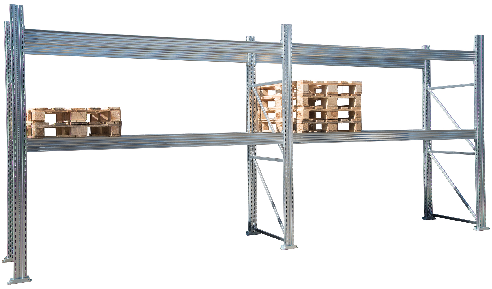 Aktionsregal Master 2500x5400x1000 verz., für Paletten 80 x 120 cm, Tragkraft 3180 kg je Paar Aktionsregal Master 2500x5400x1000 verz., für Paletten 80 x 120 cm, Tragkraft 3180 kg je Paar