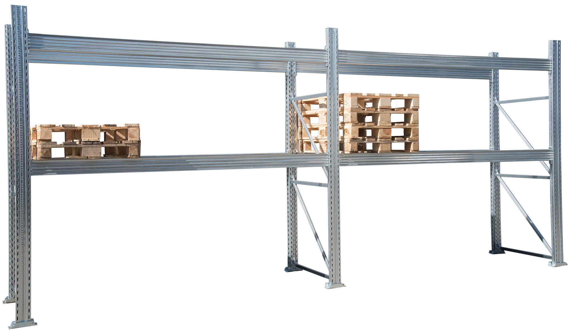 Aktionsregal Master 2500x5400x1000 verz., für Paletten 80 x 120 cm, Tragkraft 3180 kg je Paar Aktionsregal Master 2500x5400x1000 verz., für Paletten 80 x 120 cm, Tragkraft 3180 kg je Paar