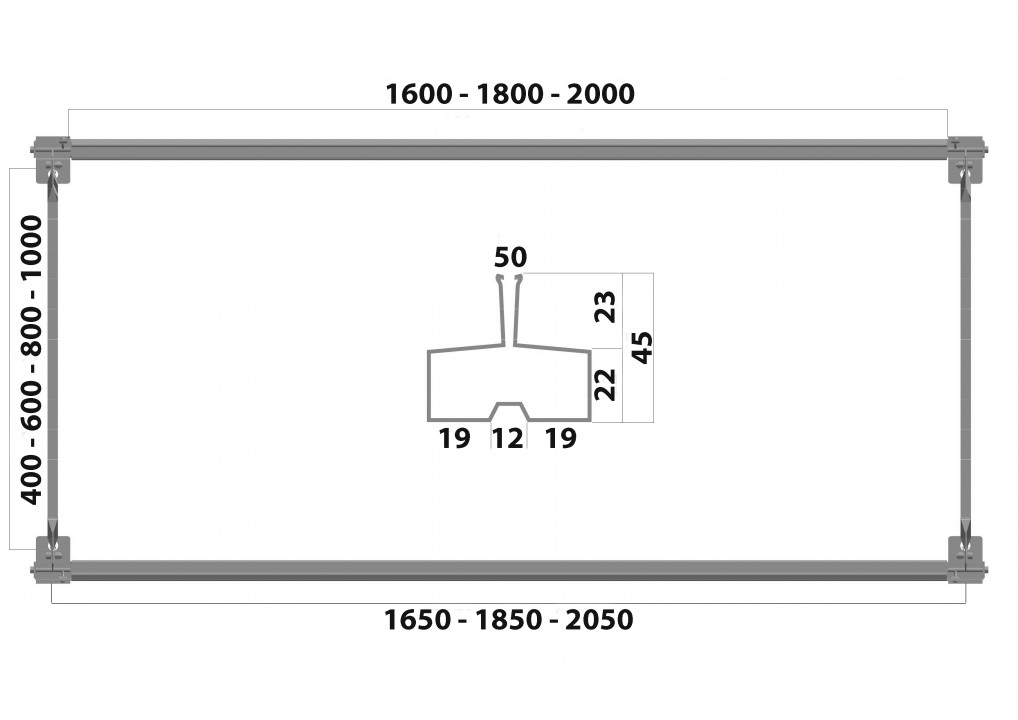 Grundregal WS 1950x1600x400 mm, mit 3 Trägerpaaren, à 750 kg Grundregal WS 1950x1600x400 mm, mit 3 Trägerpaaren, à 750 kg