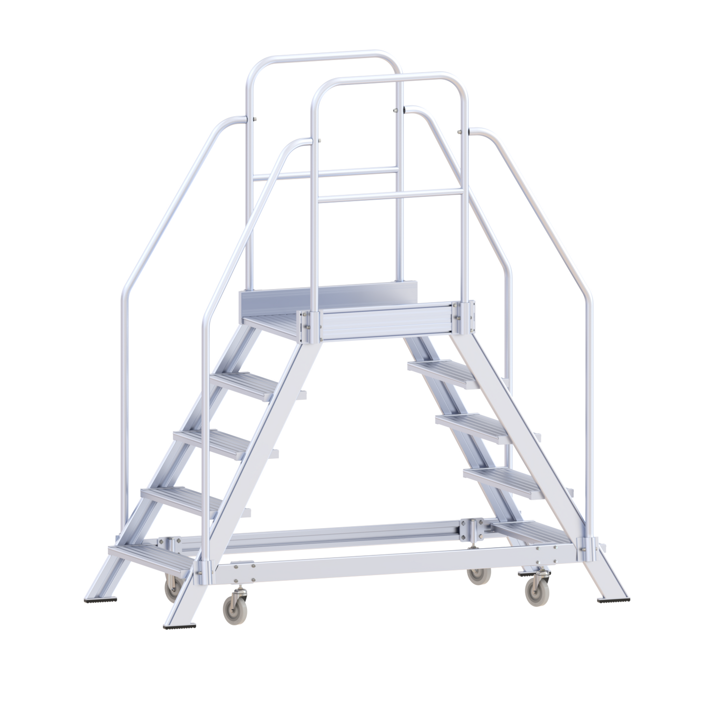 Podesttreppe beidseitig begehbar, fahrbar Podesttreppe beidseitig begehbar, fahrbar