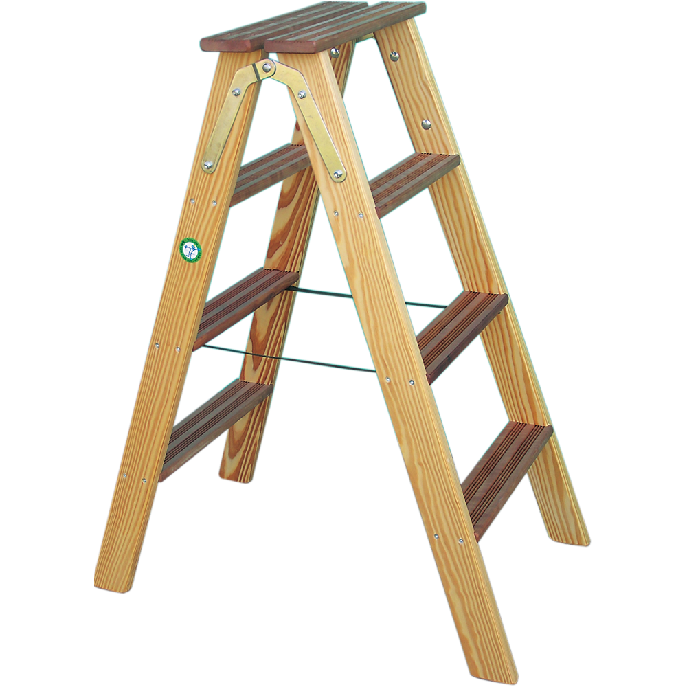 Holz-Bockleiter mit flachen Tritten
