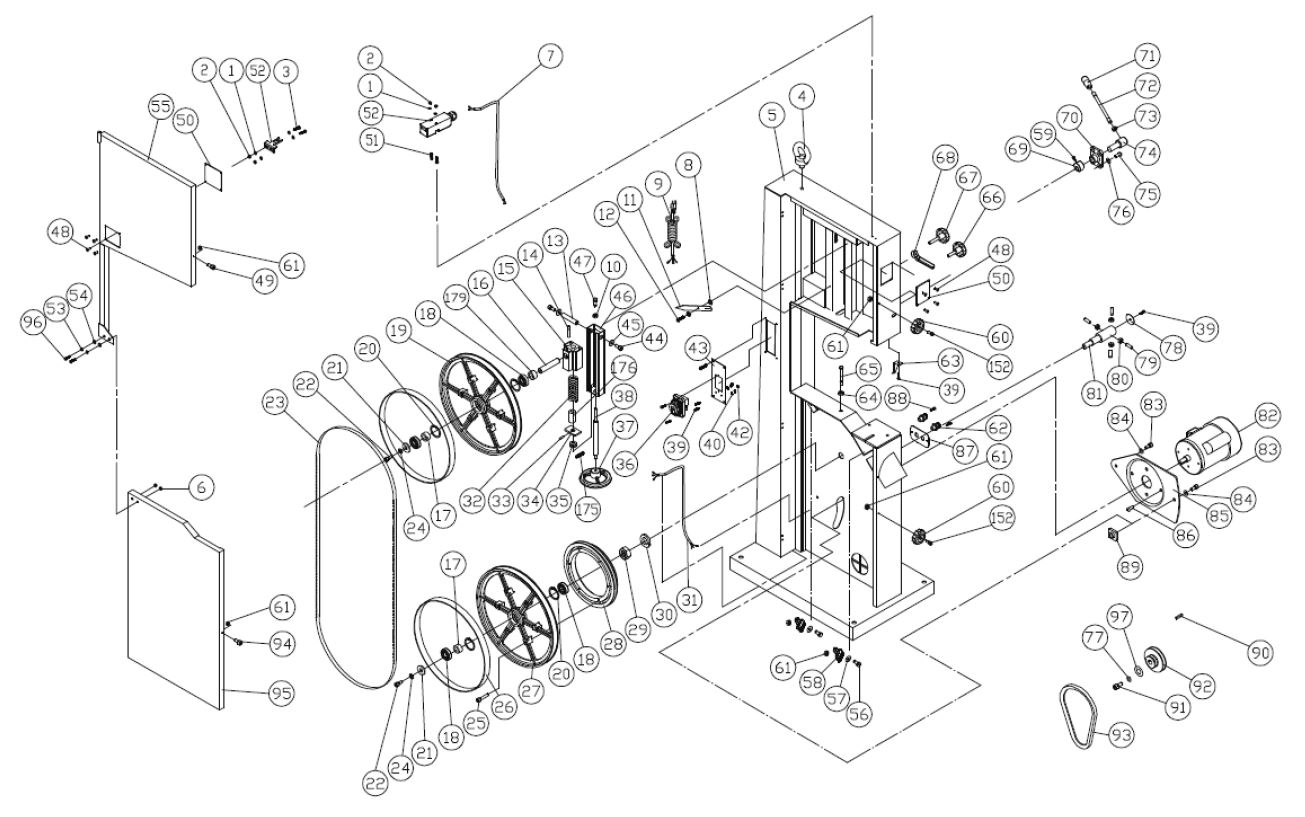 Holzbandsäge Proton HBS-430-2M, 1.3 kW, 230 V, Bandrad ø 430 mm Holzbandsäge Proton HBS-430-2M, 1.3 kW, 230 V, Bandrad ø 430 mm