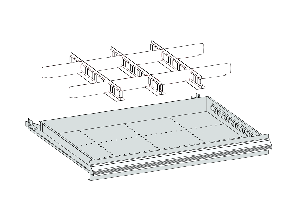 Einteilungsmaterial für Schubladen Metall, 620 x 450 x 100 mm