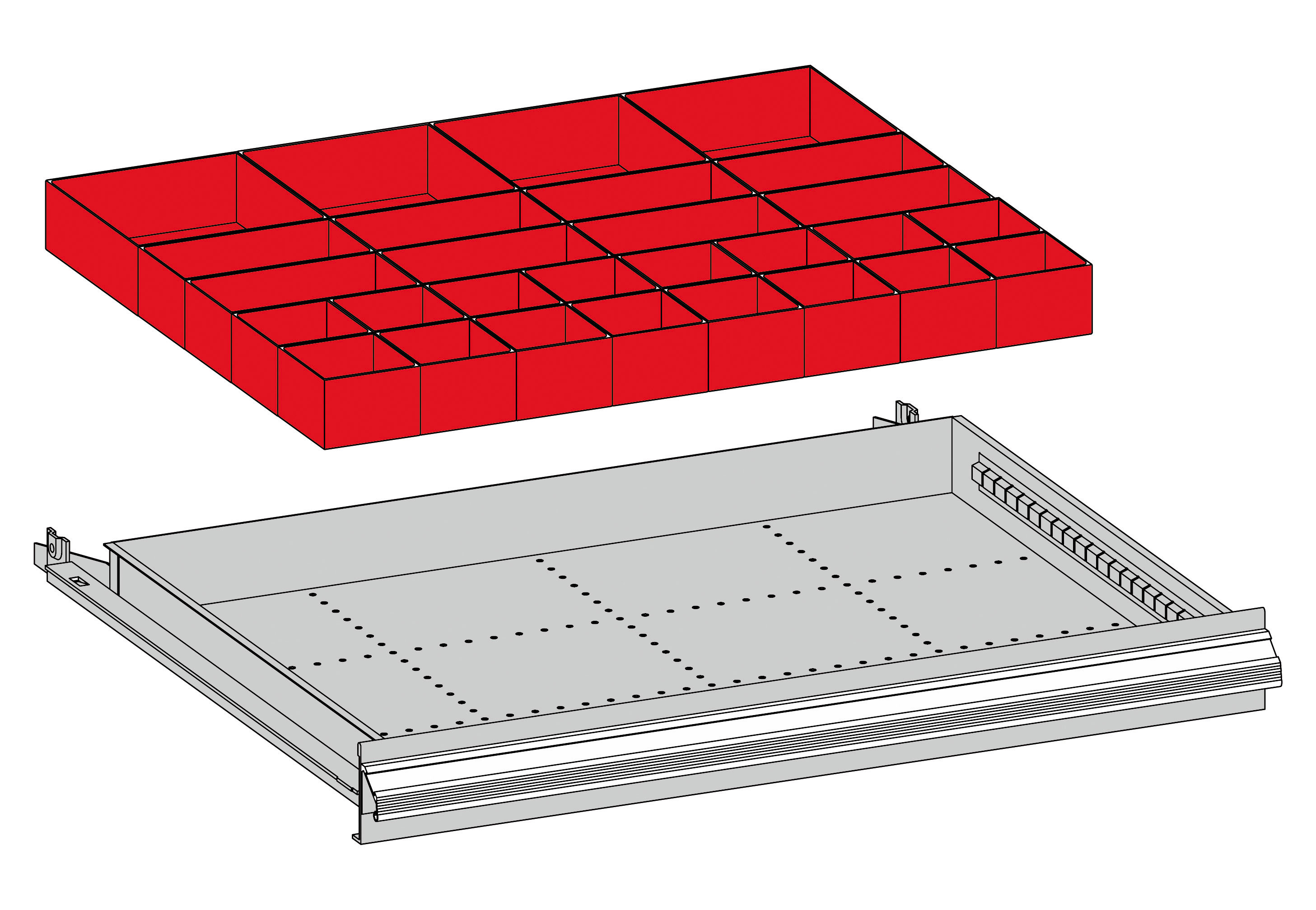 Kunststoffbox für Schubladen, Breite 723 mm