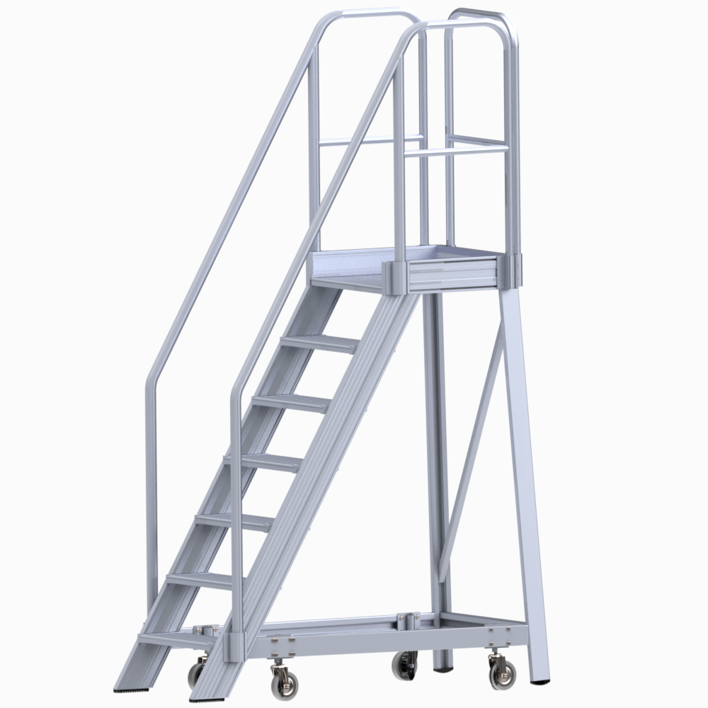 Podesttreppe einseitig begehbar, fahrbar Podesttreppe einseitig begehbar, fahrbar