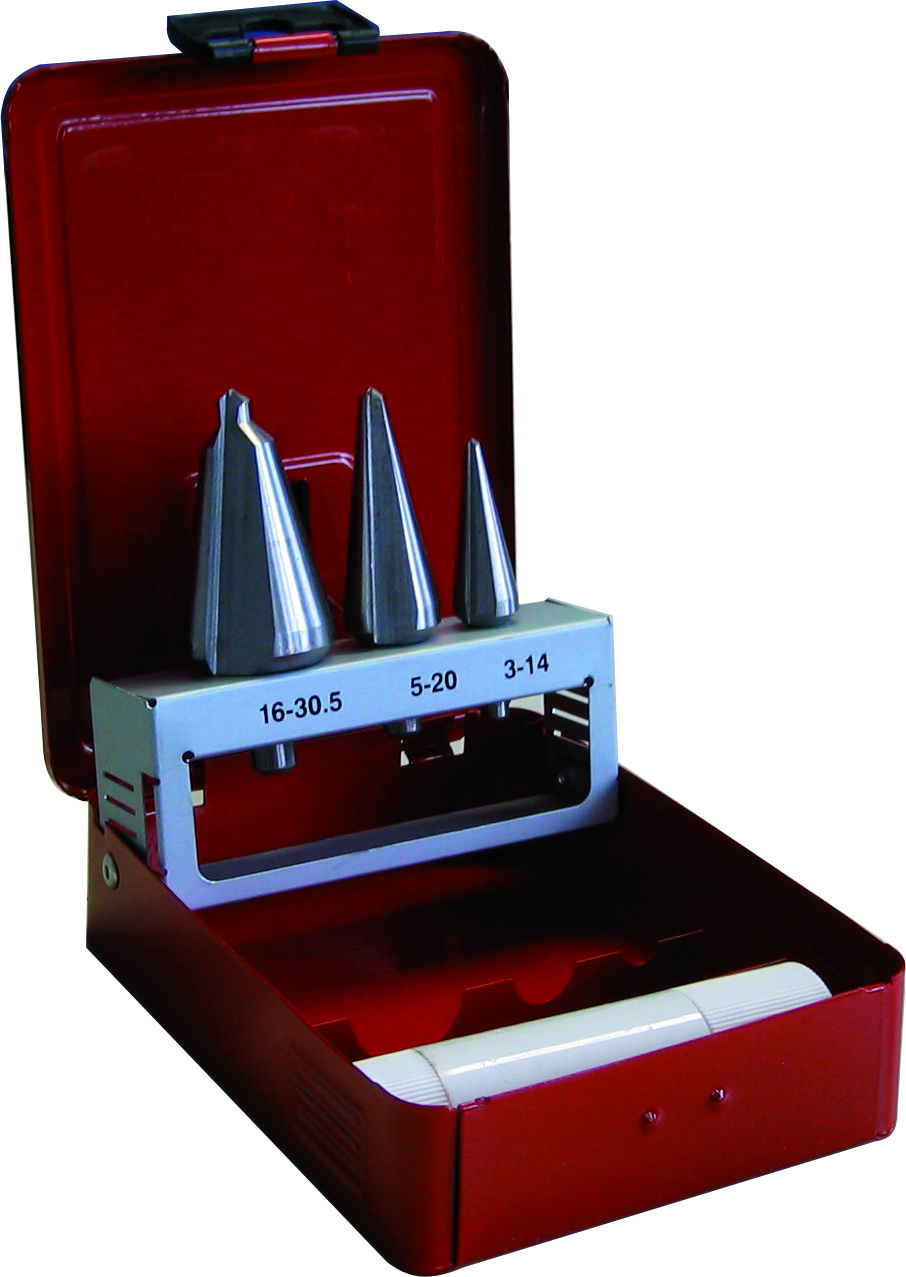 Blechschälbohrerset 3-teilig HSS, Metallkassette Blechschälbohrerset 3-teilig HSS, Metallkassette