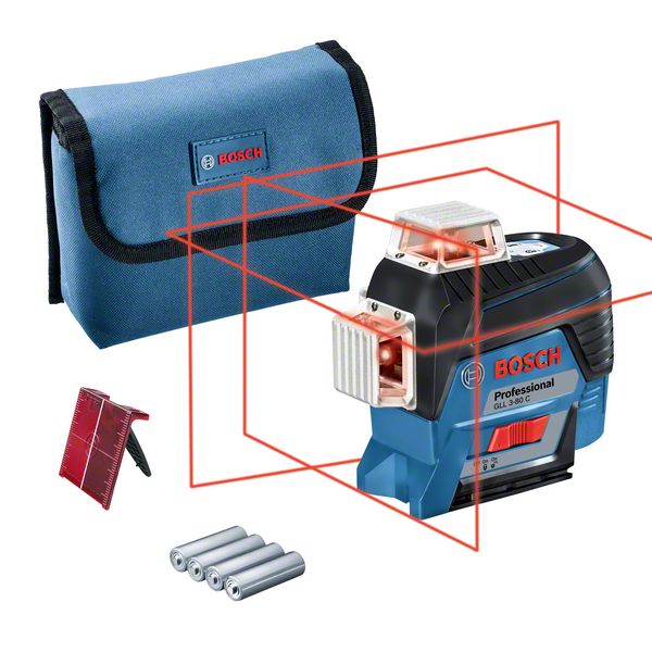 Linienlaser GLL 3-80 C, mit 4 x 1,5-V-LR6-(AA)-Batterien, Akku-Adapter Bosch Linienlaser GLL 3-80 C, mit 4 x 1,5-V-LR6-(AA)-Batterien, Akku-Adapter Bosch