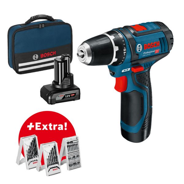 Akku-Bohrschrauber GSR 12V-15, mit 1 x 2.0 Ah, 1 x 4.0 Ah, Zubehör-Set in Tasche Bosch Akku-Bohrschrauber GSR 12V-15, mit 1 x 2.0 Ah, 1 x 4.0 Ah, Zubehör-Set in Tasche Bosch