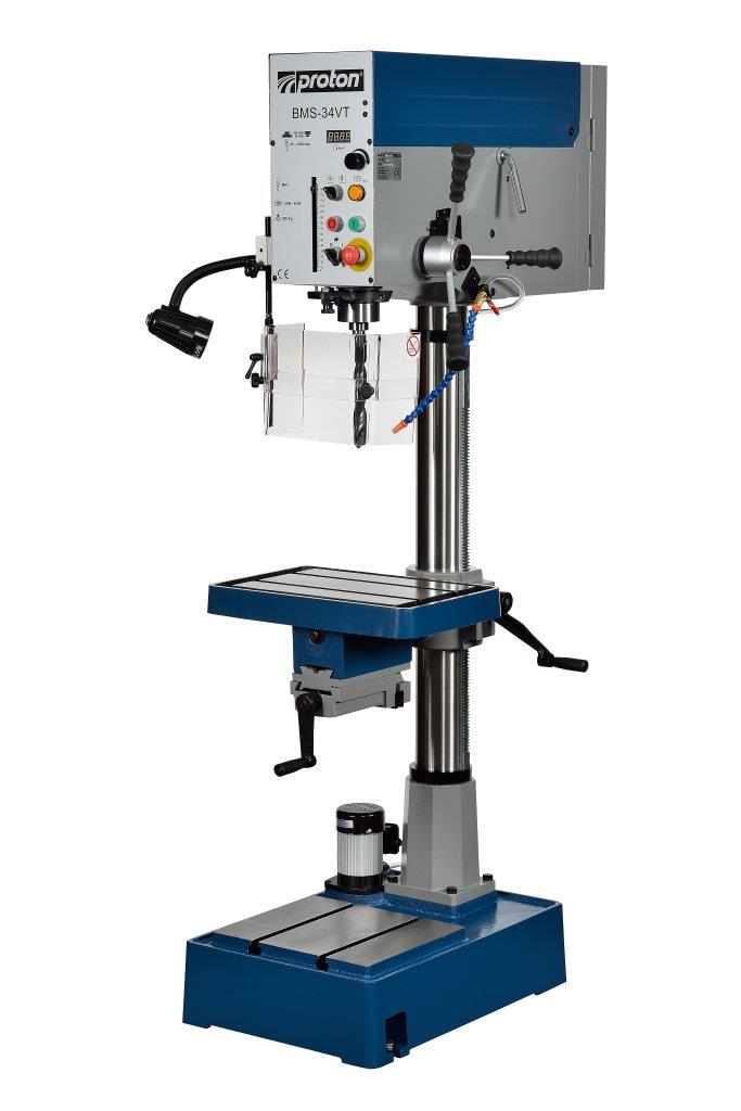 Säulenbohrmaschine Proton BMS-34VT, LED-Arbeitsleuchte und Schnellspannbohrfutter 1 -16 mm Säulenbohrmaschine Proton BMS-34VT, LED-Arbeitsleuchte und Schnellspannbohrfutter 1 -16 mm