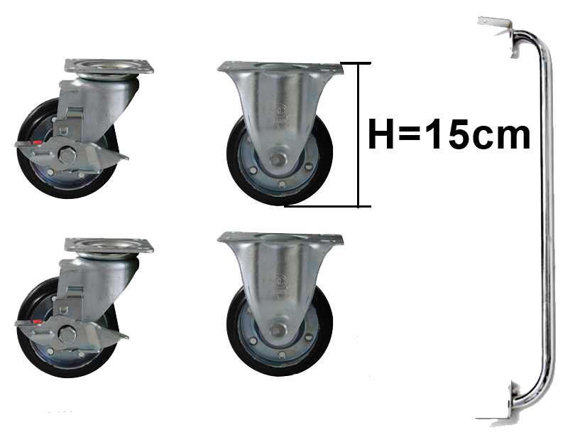 Laufrollenset mit Stossgriff 565 mm,